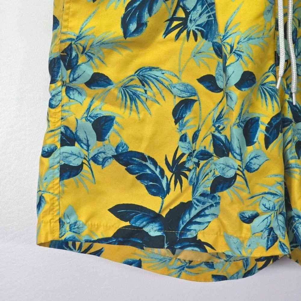 Trunks Surf & Swim Board Shorts Mens Medium Floral Print Elastic Waist No Lining